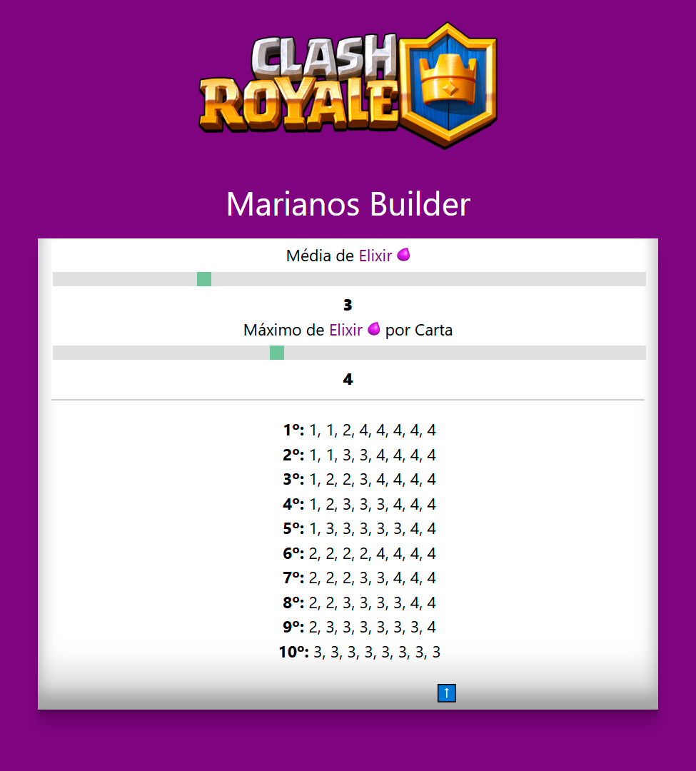 Calculador de Elixir para Clash Royale.