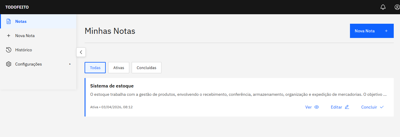 Software de controle de notas e tarefas.